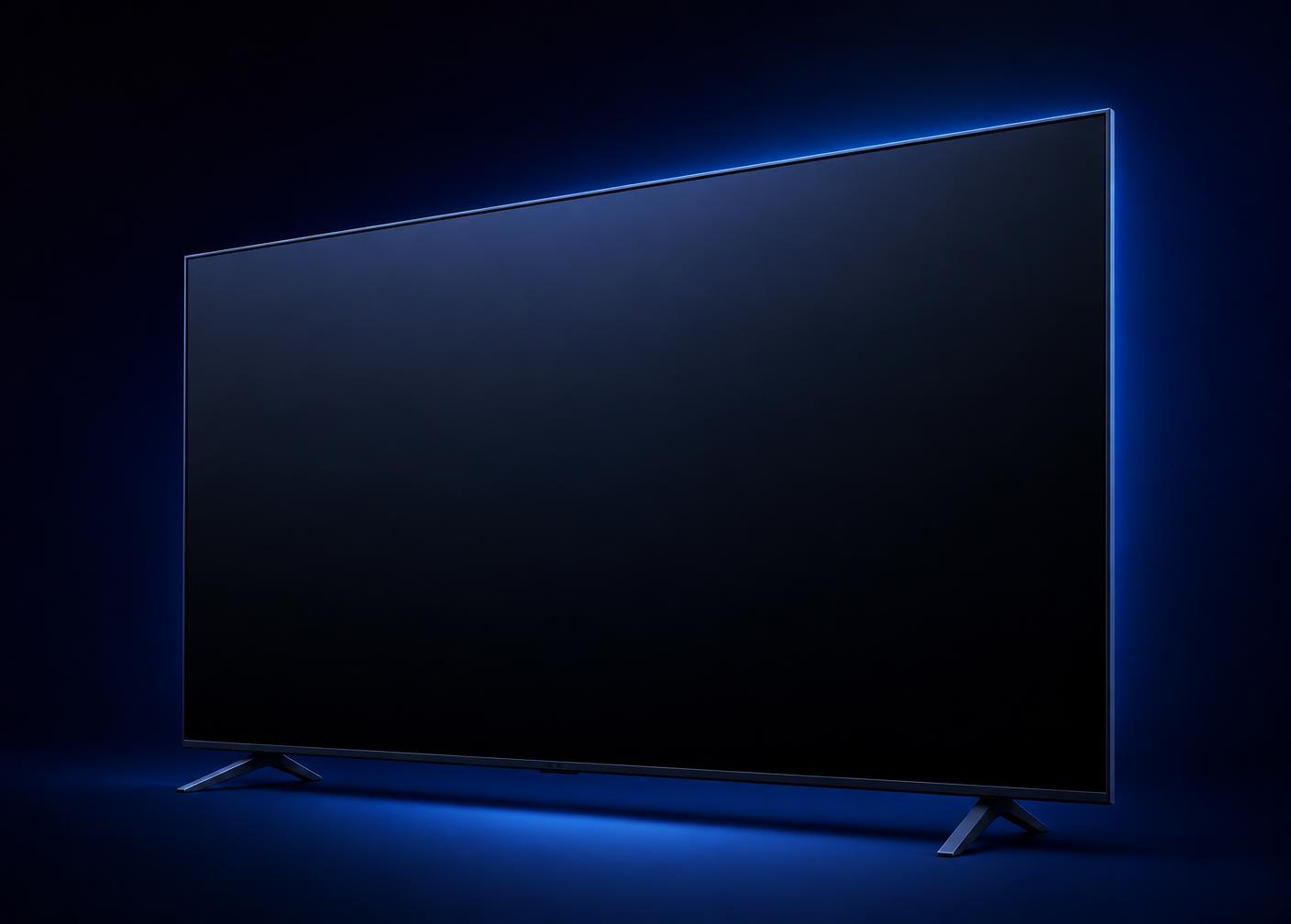Slim-bezel LED television lit against a dark background